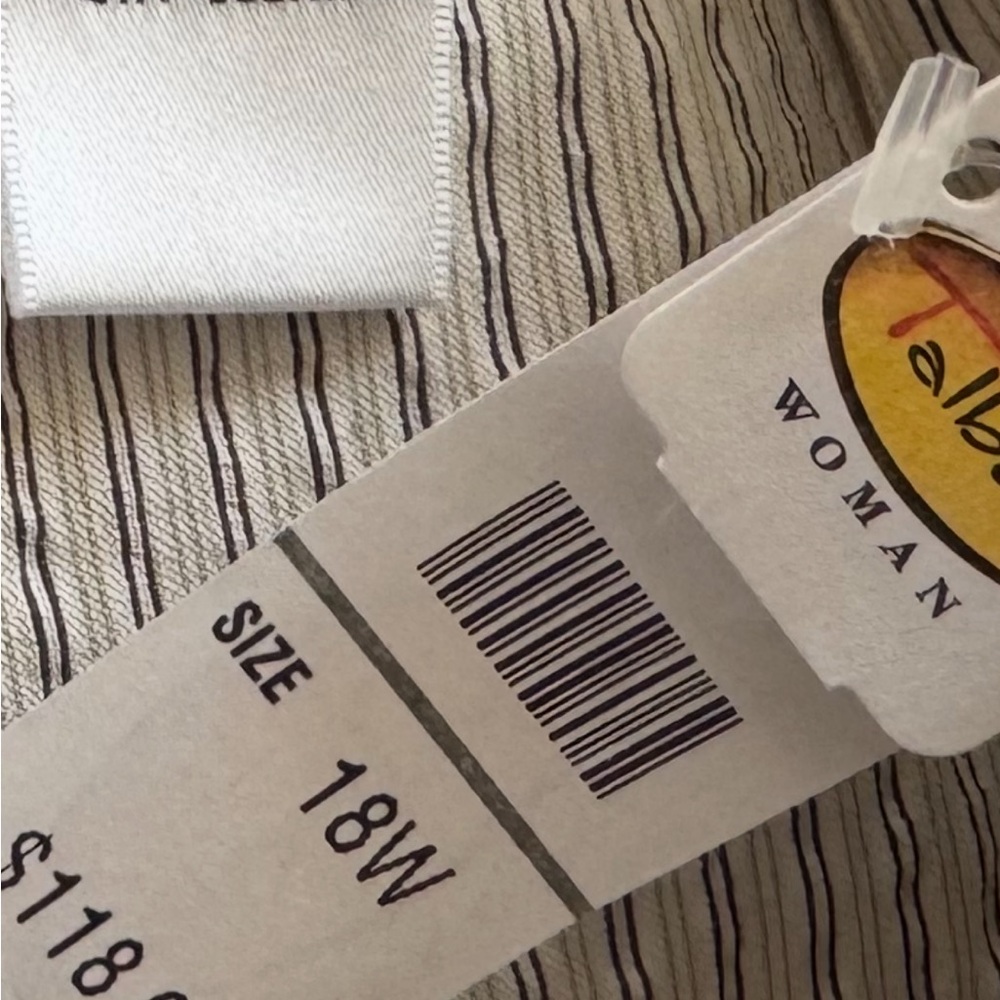 Talbots Beige and Brown Striped Cotton/Nylon Pants Size 18W - Picture 6 of 6